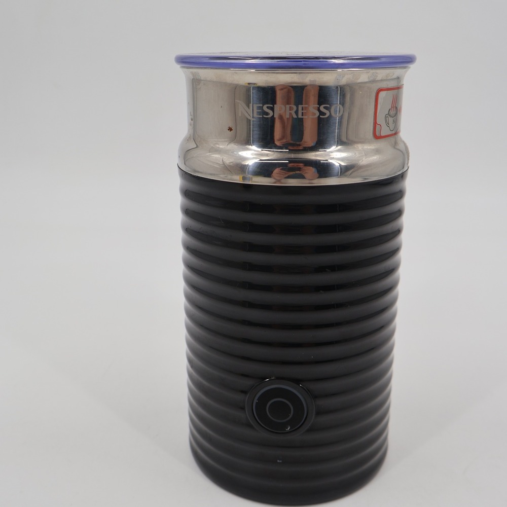 Nespresso Aeroccino3 Milk Frother Black Mod 3594 Ribbed Electric Steamer